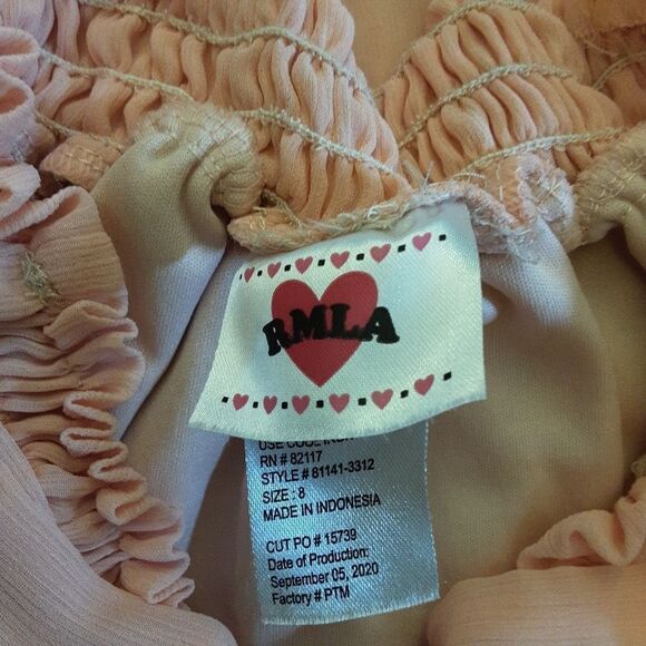 RMLA Top Chiffon Cold Shoulder Straps Ruffled Pink Girls size 8 - Picture 5 of 8
